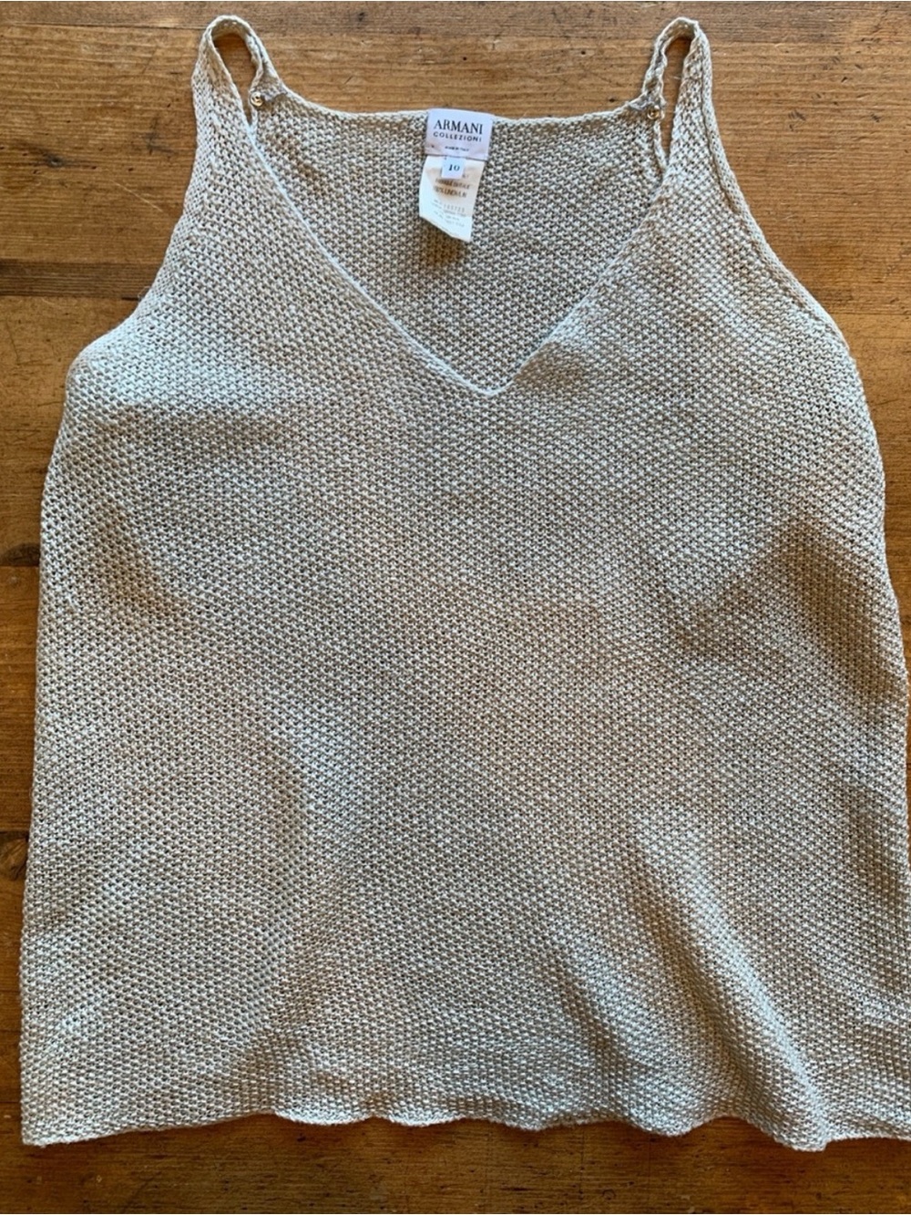 Armani Collezioni 100% Linen Knit Tank Top 10 Luxury Minimalist Costal Grandma - Picture 5 of 7